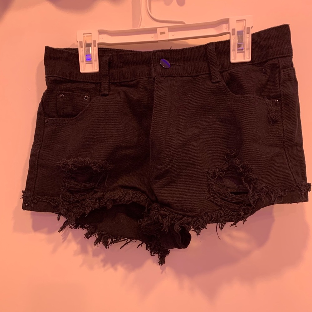 Ripped jean shorts